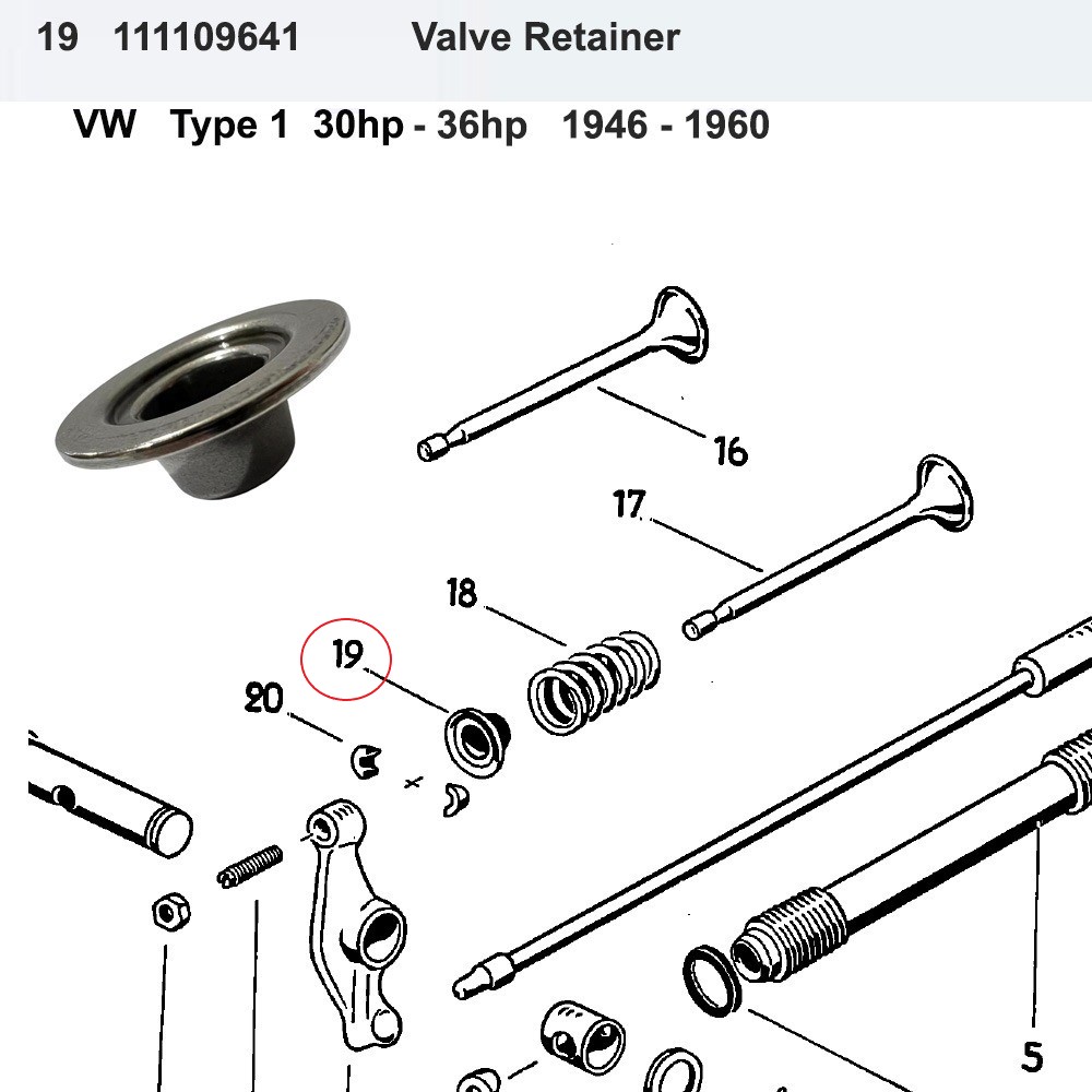 Lai Kam Wah Sdn. Bhd. Specialist in VW Aircooled Parts - 111109641 - Valve Retainer