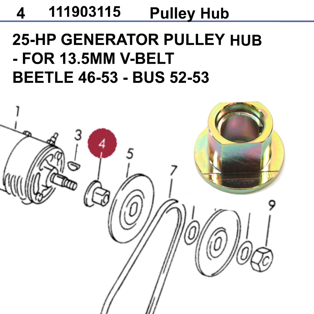 Lai Kam Wah Sdn. Bhd. Specialist in VW Aircooled Parts - 111903115 - Generator Pulley Hup