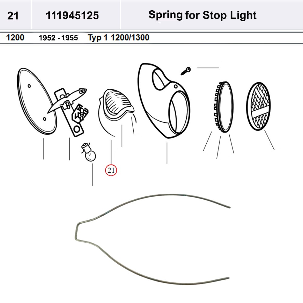 Lai Kam Wah Sdn. Bhd. Specialist in VW Aircooled Parts - 111945125 - Tail Lamp Spring