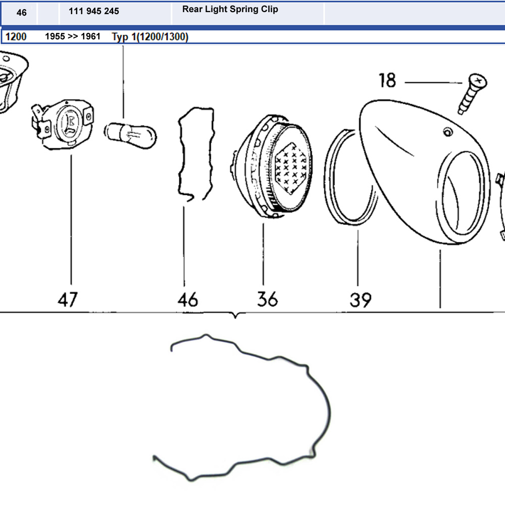 Lai Kam Wah Sdn. Bhd. Specialist in VW Aircooled Parts - 111945245 - Tail Lamp Spring