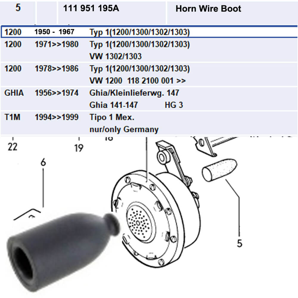 Lai Kam Wah Sdn. Bhd. Specialist in VW Aircooled Parts - 111951195A - Rubber Cover