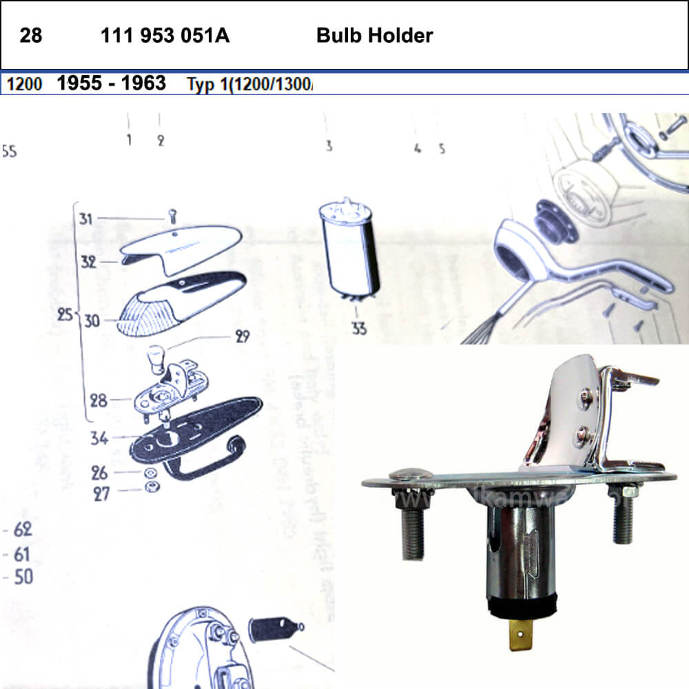 Lai Kam Wah Sdn. Bhd. Specialist in VW Aircooled Parts - 111953051A - Turn Signal Bulb Holder