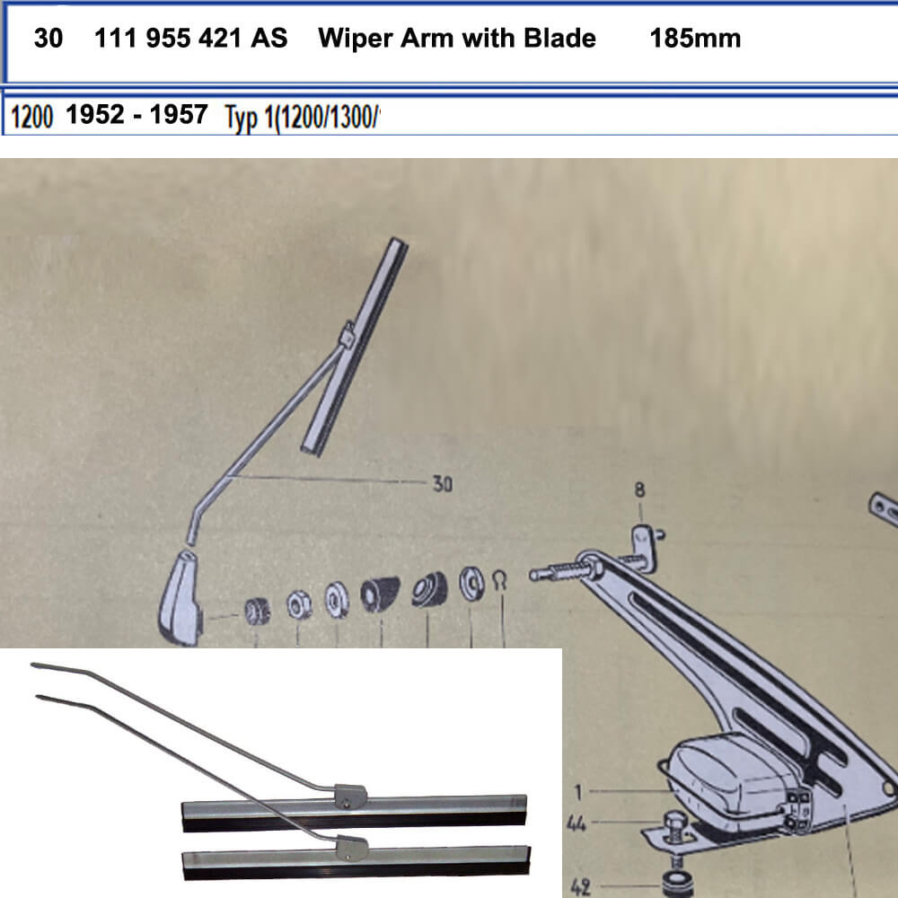 Lai Kam Wah Sdn. Bhd. Specialist in VW Aircooled Parts - 111955421A-S - Wiper Arm with Blade 185mm