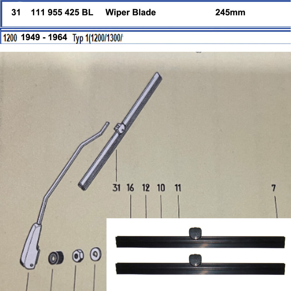 Lai Kam Wah Sdn. Bhd. Specialist in VW Aircooled Parts - 111955425B-L - Wiper Blade 245mm (Black)