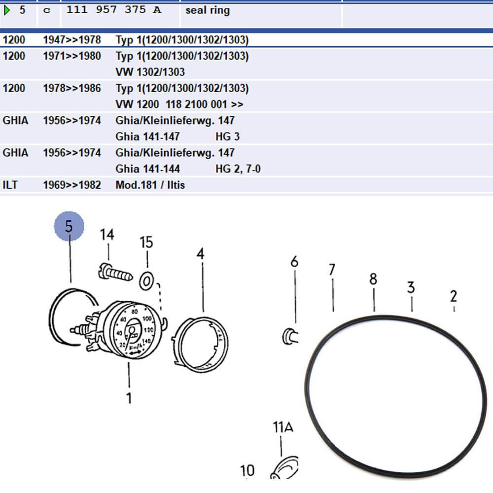 Lai Kam Wah Sdn. Bhd. Specialist in VW Aircooled Parts - 111957375A - Speedo Meter Seal