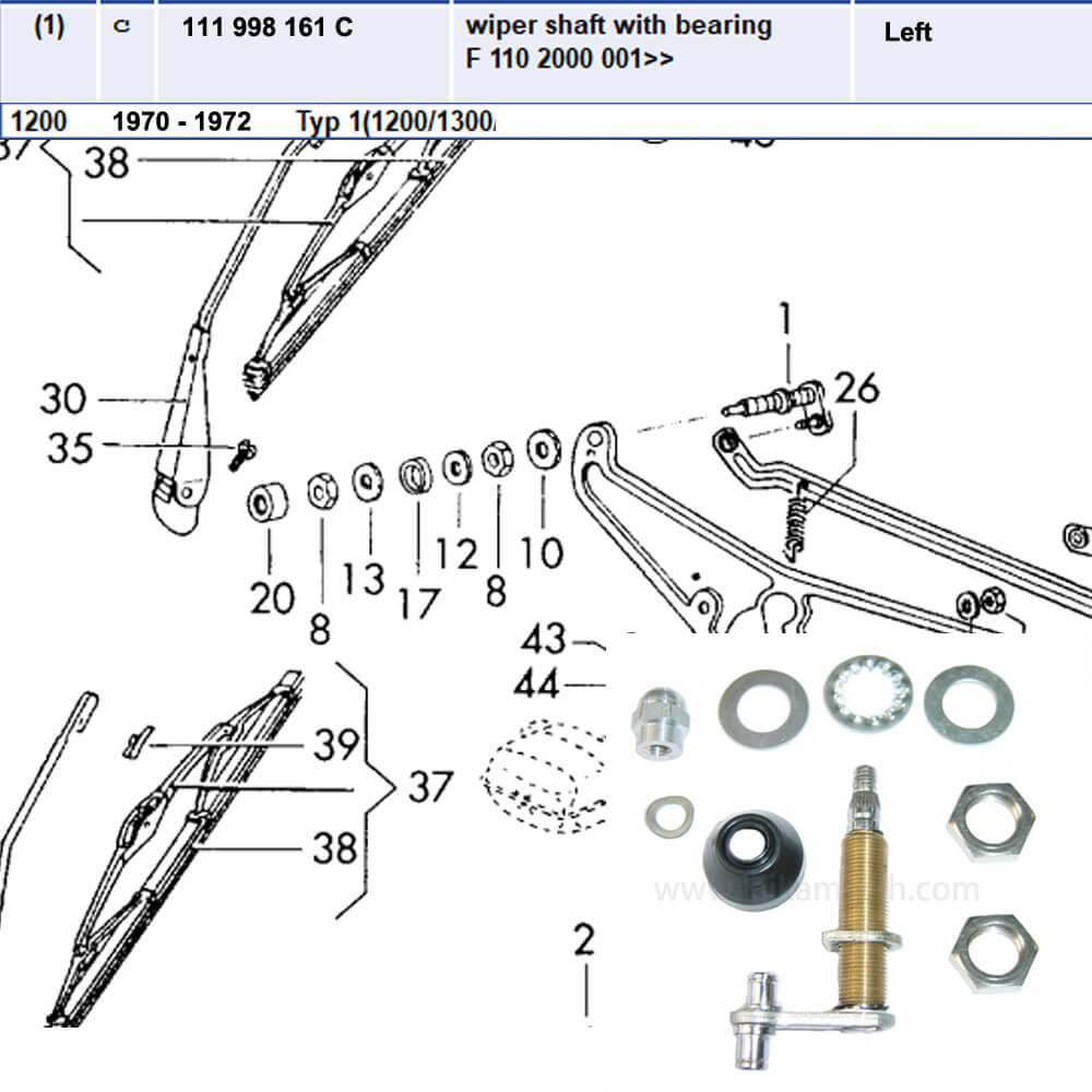 Lai Kam Wah Sdn. Bhd. Specialist in VW Aircooled Parts - 111998161C - Wiper Shaft