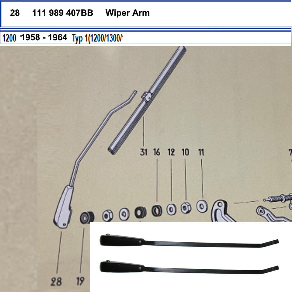 Lai Kam Wah Sdn. Bhd. Specialist in VW Aircooled Parts - 111989407BB - Wiper Arm