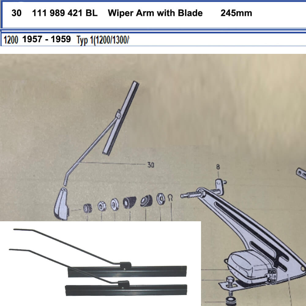 Lai Kam Wah Sdn. Bhd. Specialist in VW Aircooled Parts - 111989421B-L - Wiper Arm with Blade 245mm