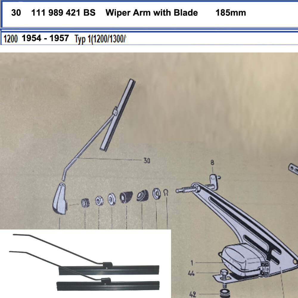 Lai Kam Wah Sdn. Bhd. Specialist in VW Aircooled Parts - 111989421B-S - Wiper Arm with Blade 185mm