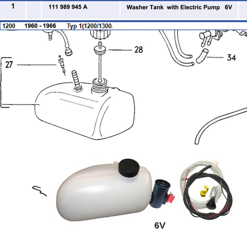 Lai Kam Wah Sdn. Bhd. Specialist in VW Aircooled Parts - 111989945A - Washer Tank - 6V