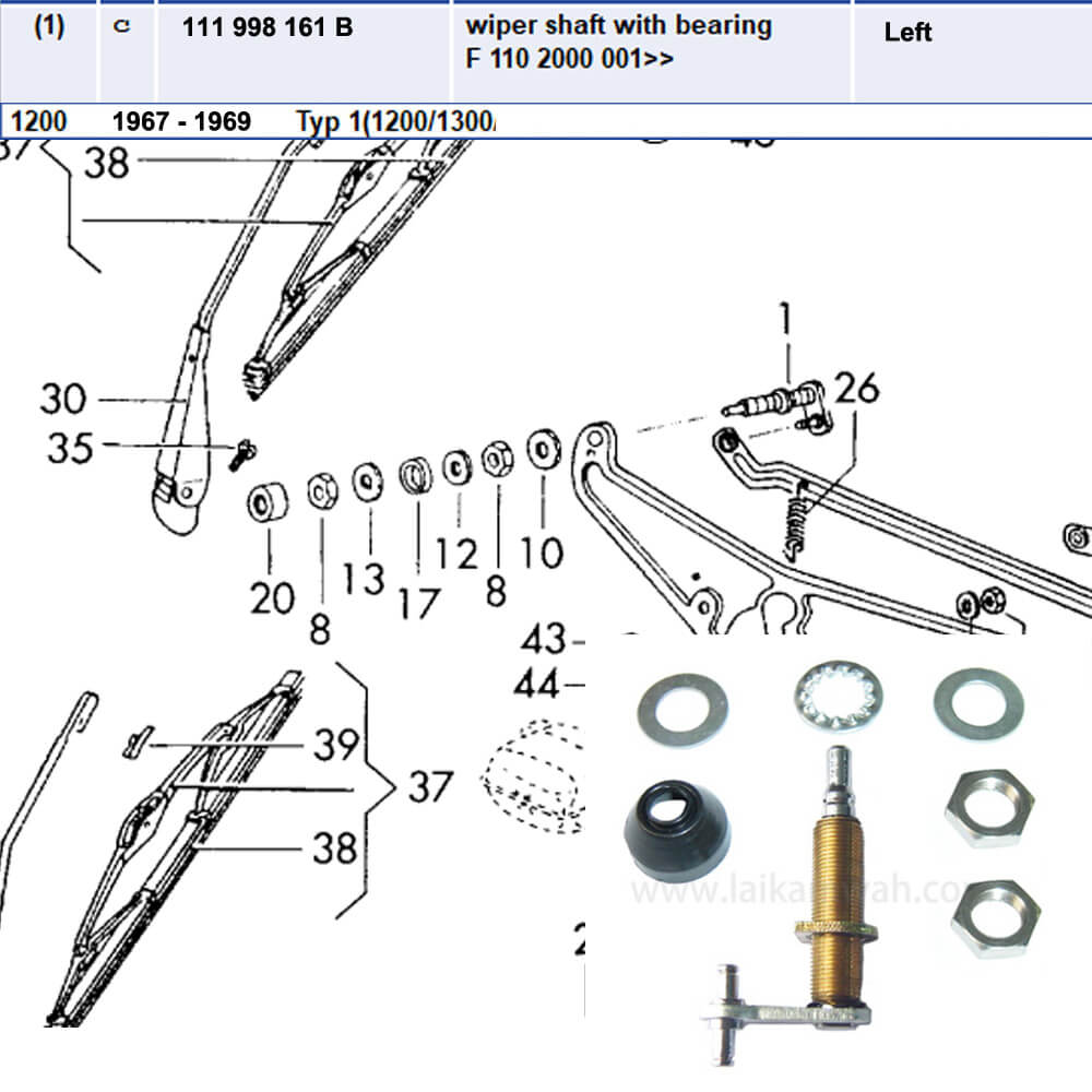 Lai Kam Wah Sdn. Bhd. Specialist in VW Aircooled Parts - 111998161B - Wiper Shaft