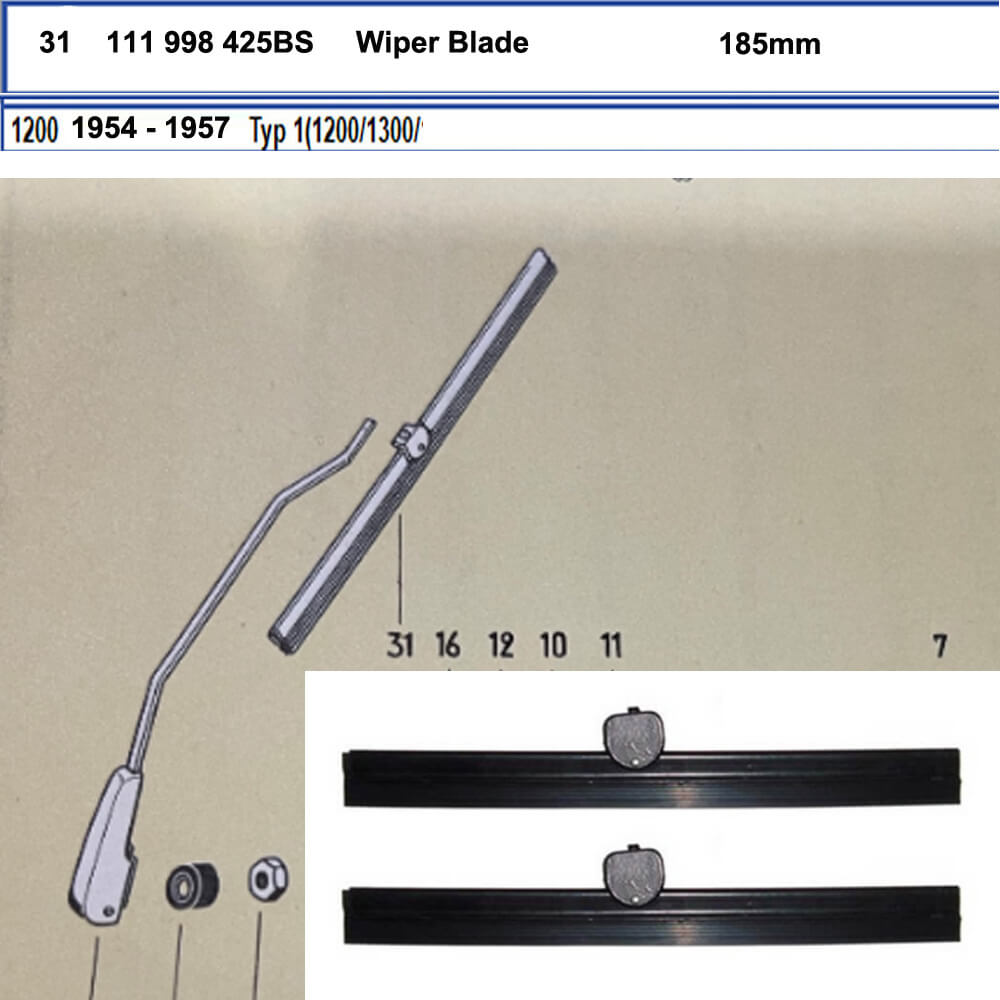 Lai Kam Wah Sdn. Bhd. Specialist in VW Aircooled Parts - 111998425B-S - Wiper Blade 185mm (Black)