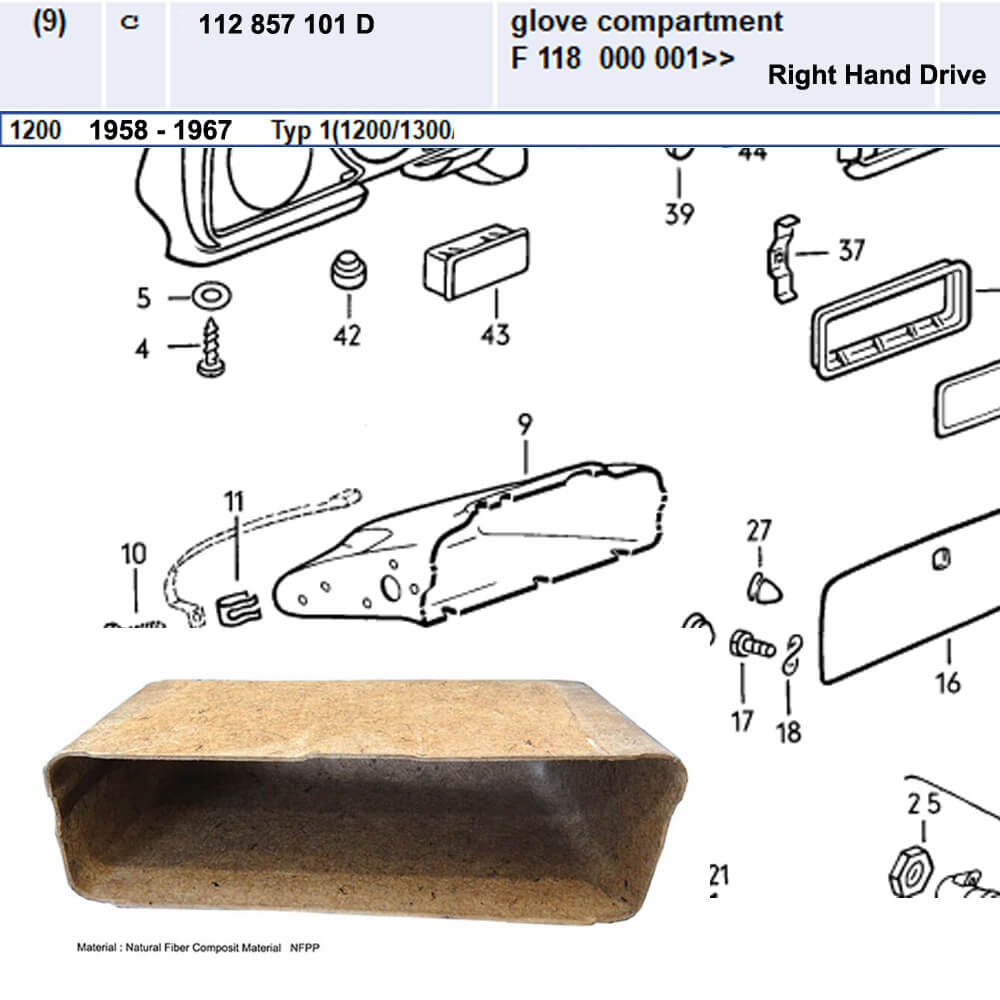 Lai Kam Wah Sdn. Bhd. Specialist in VW Aircooled Parts - 112857101D - Glove Box