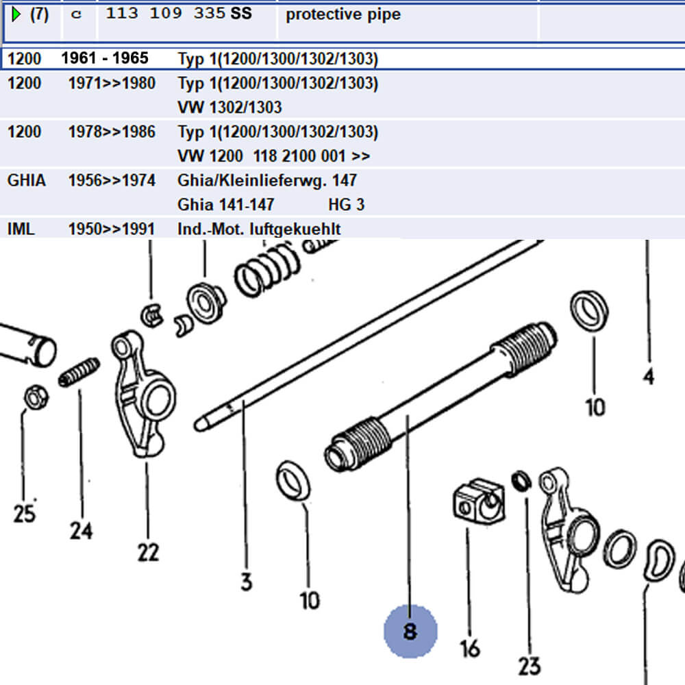 Lai Kam Wah Sdn. Bhd. Specialist in VW Aircooled Parts - 113109335SS - Push Rod Tube