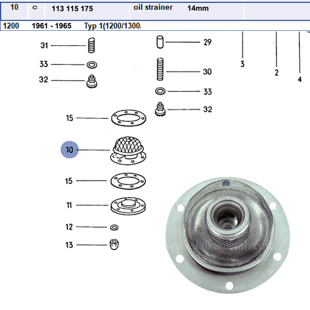 Lai Kam Wah Sdn. Bhd. Specialist in VW Aircooled Parts - 113115175 - Oil Strainer (14mm)