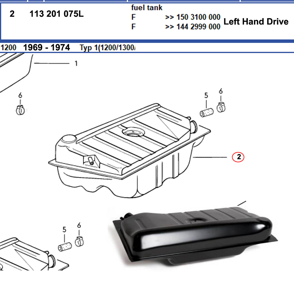 Lai Kam Wah Sdn. Bhd. Specialist in VW Aircooled Parts - 113201075L - Fuel Tank