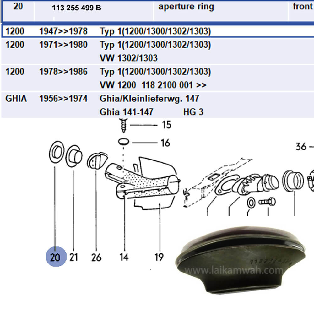 Lai Kam Wah Sdn. Bhd. Specialist in VW Aircooled Parts - 113255499B - Rubber Ring