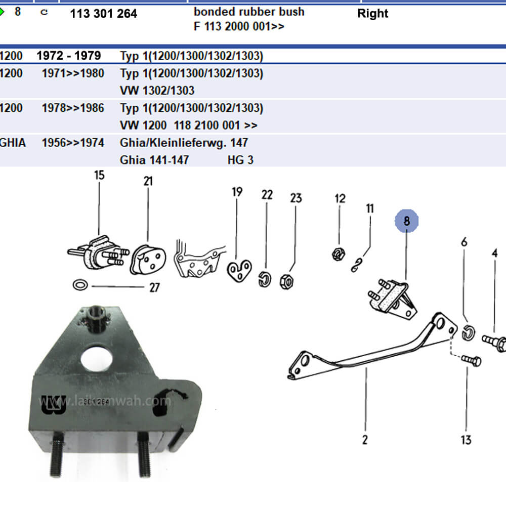 Lai Kam Wah Sdn. Bhd. Specialist in VW Aircooled Parts - 113301264 - Rubber Mount