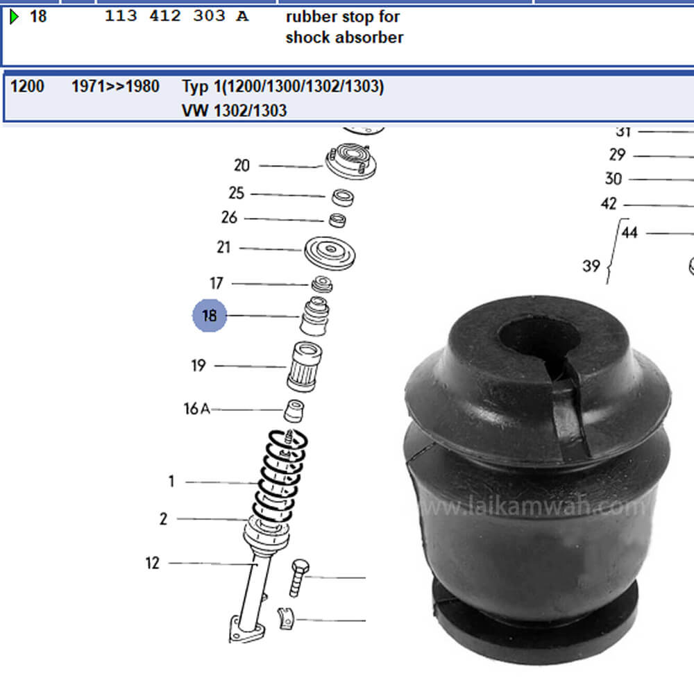 Lai Kam Wah Sdn. Bhd. Specialist in VW Aircooled Parts - 113412303A - Absorber Bush