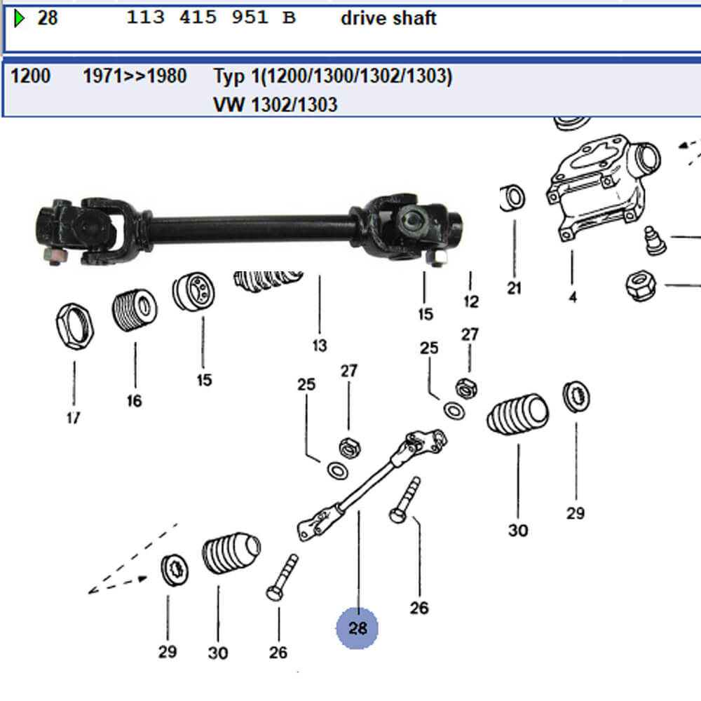 Lai Kam Wah Sdn. Bhd. Specialist in VW Aircooled Parts - 113415951B - Steering Shaft