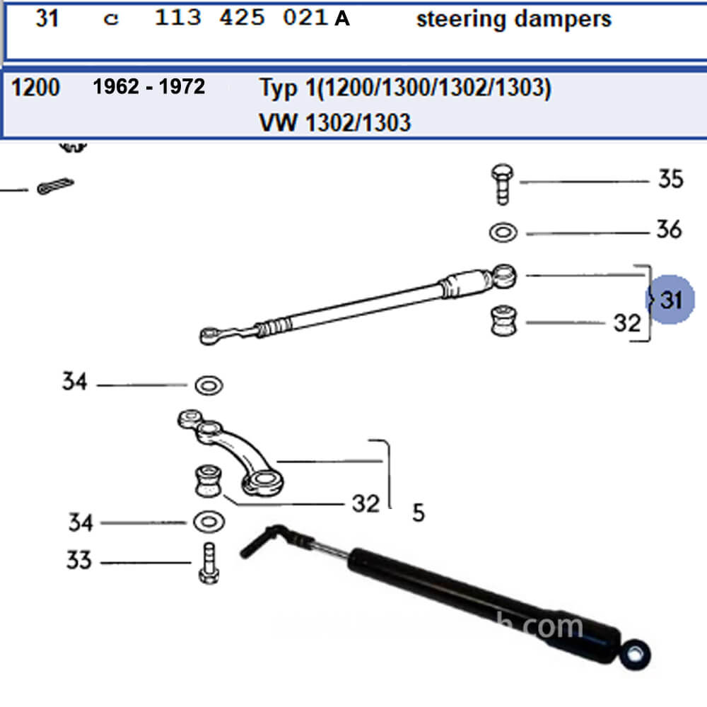 Lai Kam Wah Sdn. Bhd. Specialist in VW Aircooled Parts - 113425021A - Steering Damper