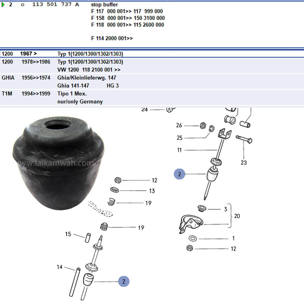 Lai Kam Wah Sdn. Bhd. Specialist in VW Aircooled Parts - 113501737A - Rear Axle Bush