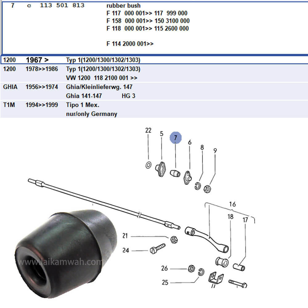 Lai Kam Wah Sdn. Bhd. Specialist in VW Aircooled Parts - 113501813 - Rear Axle Bar Bush