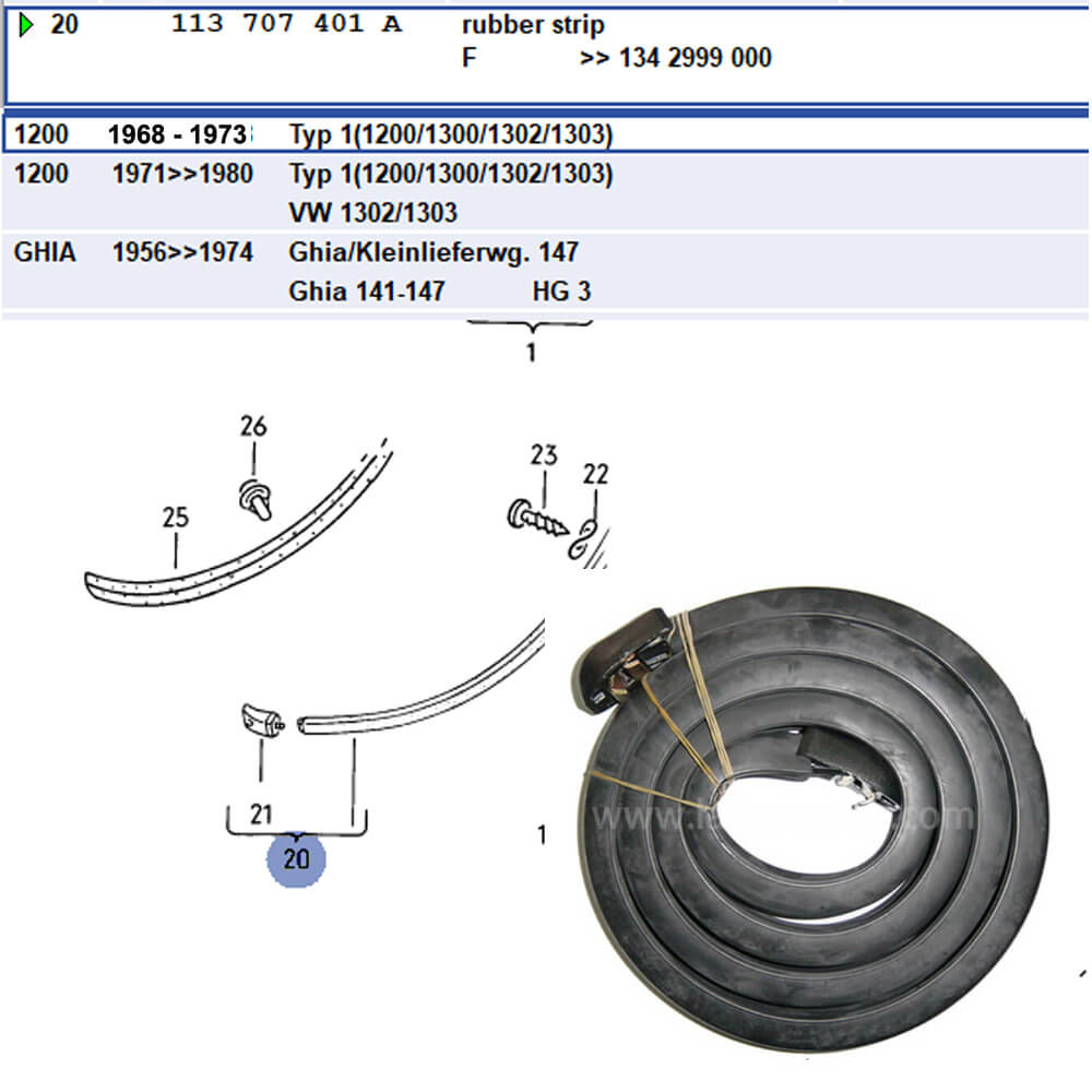Lai Kam Wah Sdn. Bhd. Specialist in VW Aircooled Parts - 113707401A - Bumper Impact Strip