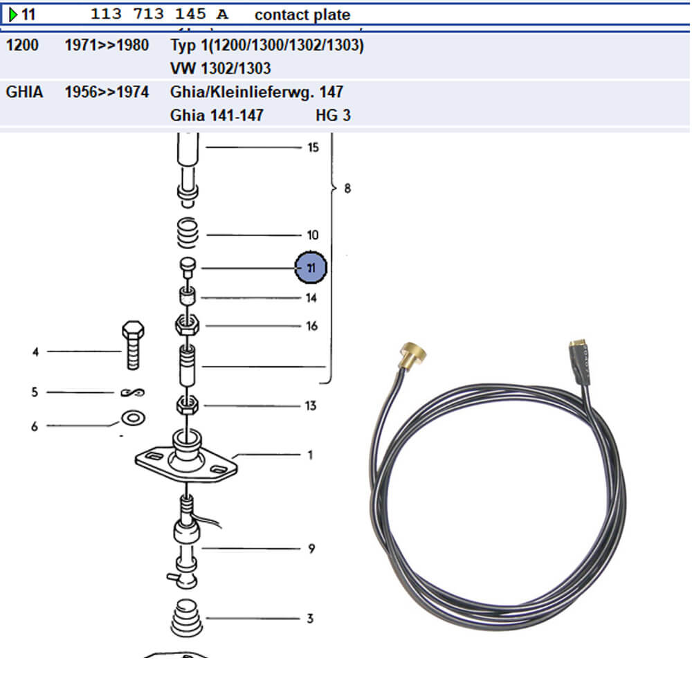 Lai Kam Wah Sdn. Bhd. Specialist in VW Aircooled Parts - 113713145A - Gear Knob Contact Point