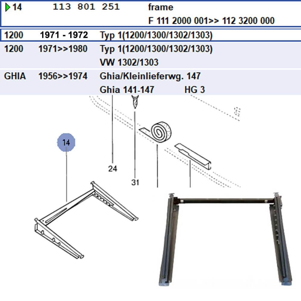 Lai Kam Wah Sdn. Bhd. Specialist in VW Aircooled Parts - 113801251 - Seat Track