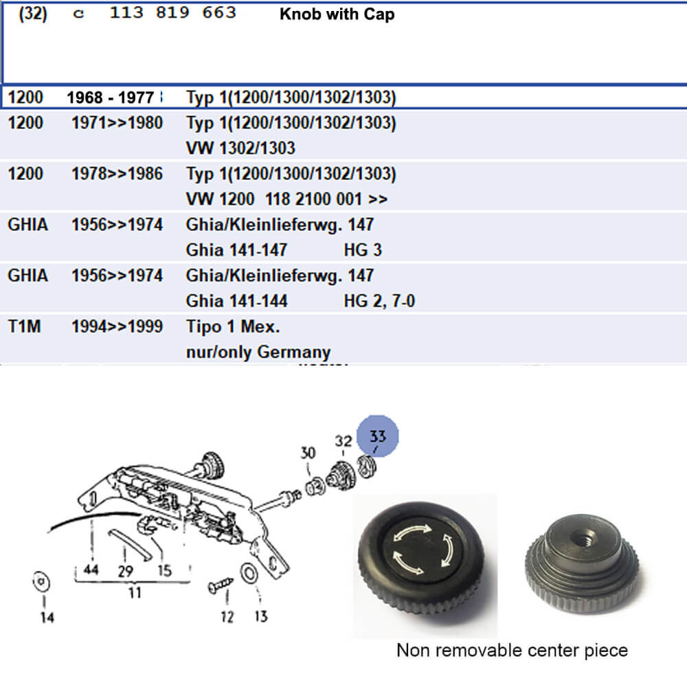 Lai Kam Wah Sdn. Bhd. Specialist in VW Aircooled Parts - 113819663 - Air Vent Knob (Non removable cap)