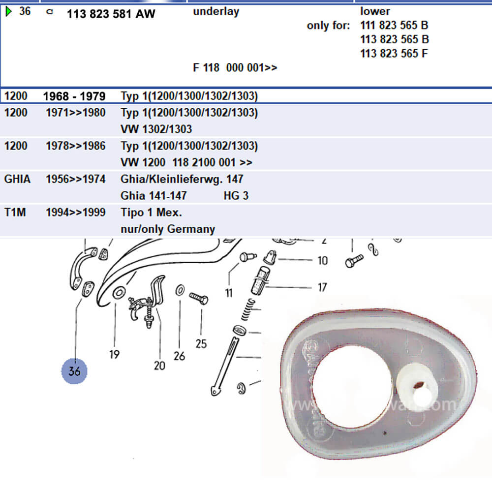 Lai Kam Wah Sdn. Bhd. Specialist in VW Aircooled Parts - 113823581AW - Front Bonet Handle Gasket
