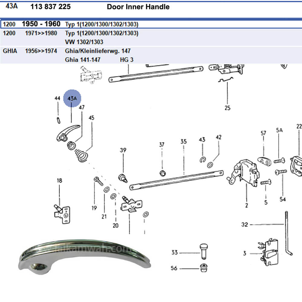Lai Kam Wah Sdn. Bhd. Specialist in VW Aircooled Parts - 113837225 - Door Handle