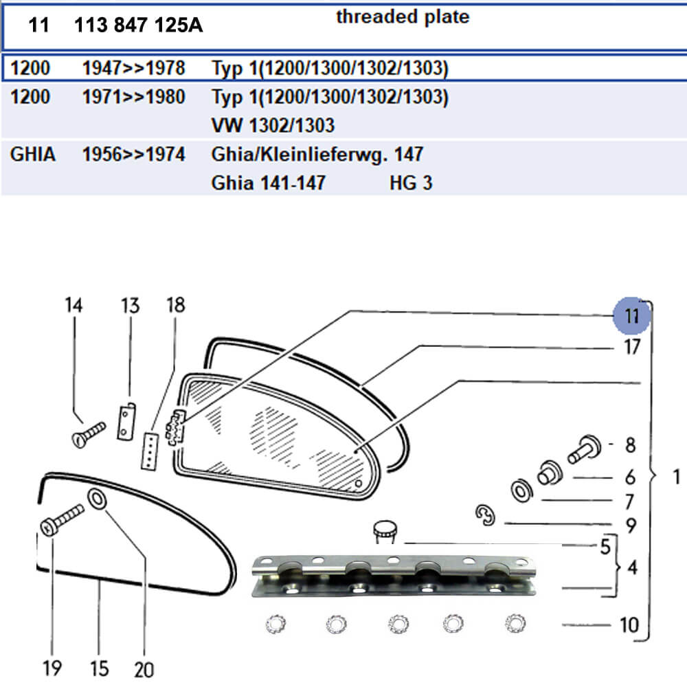 Lai Kam Wah Sdn. Bhd. Specialist in VW Aircooled Parts - 113847125A - Pop Out Window Bracket
