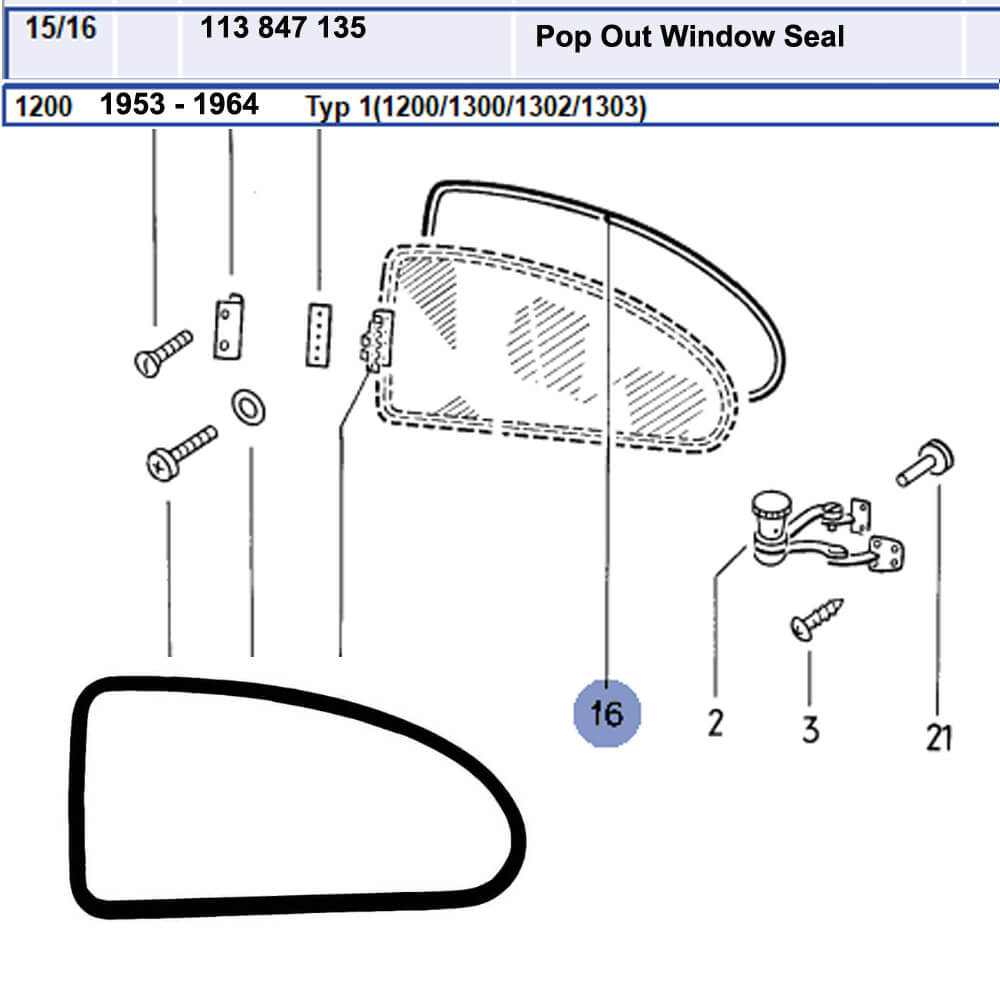Lai Kam Wah Sdn. Bhd. Specialist in VW Aircooled Parts - 113847135 - Pop Out Window Seal
