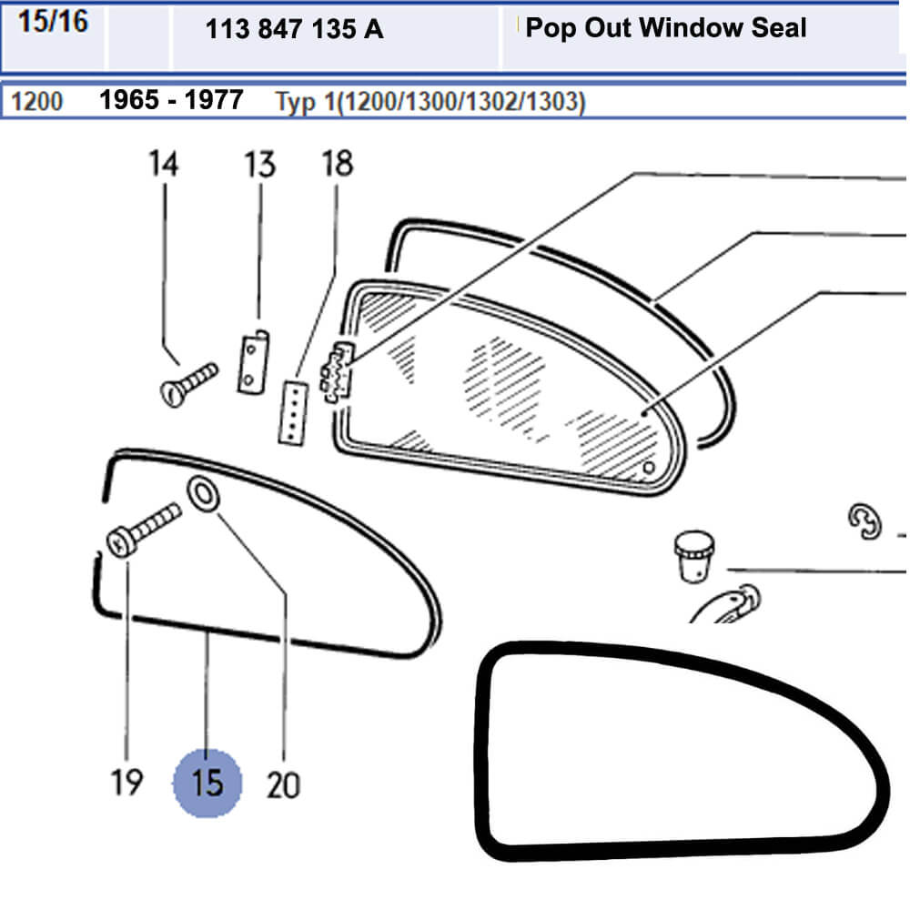 Lai Kam Wah Sdn. Bhd. Specialist in VW Aircooled Parts - 113847135A - Pop Out Window Seal