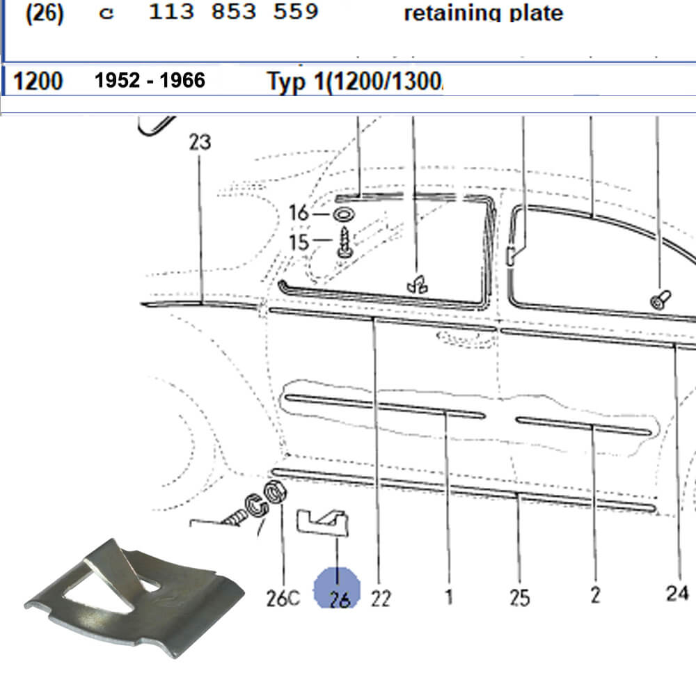 Lai Kam Wah Sdn. Bhd. Specialist in VW Aircooled Parts - 113853559 - Running Board Clip