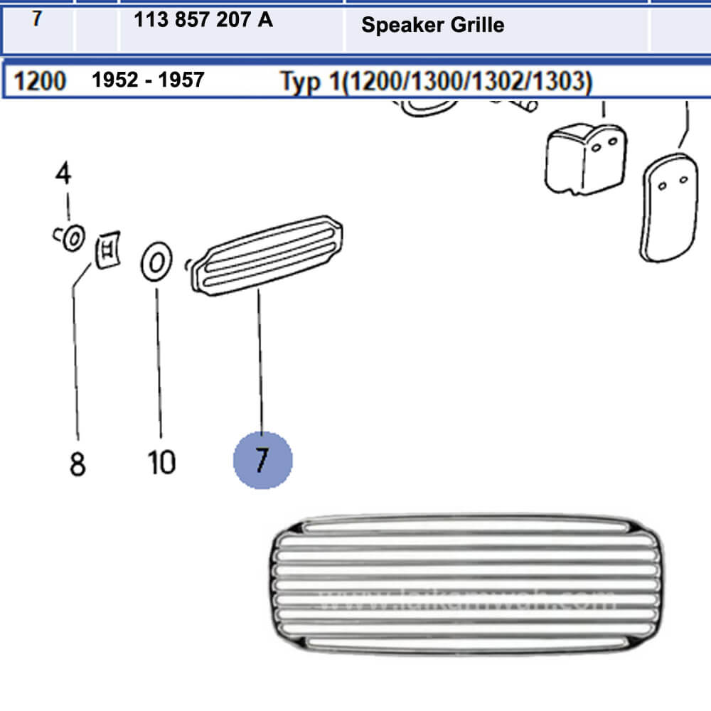 Lai Kam Wah Sdn. Bhd. Specialist in VW Aircooled Parts - 113857207A - Speaker Grille