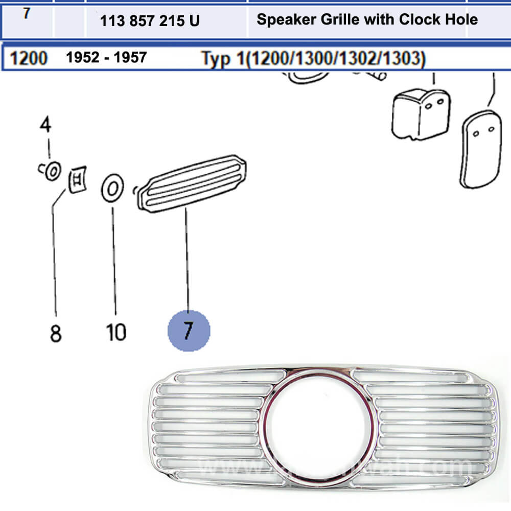 Lai Kam Wah Sdn. Bhd. Specialist in VW Aircooled Parts - 113857215U - Speaker Grille with Clock Hole