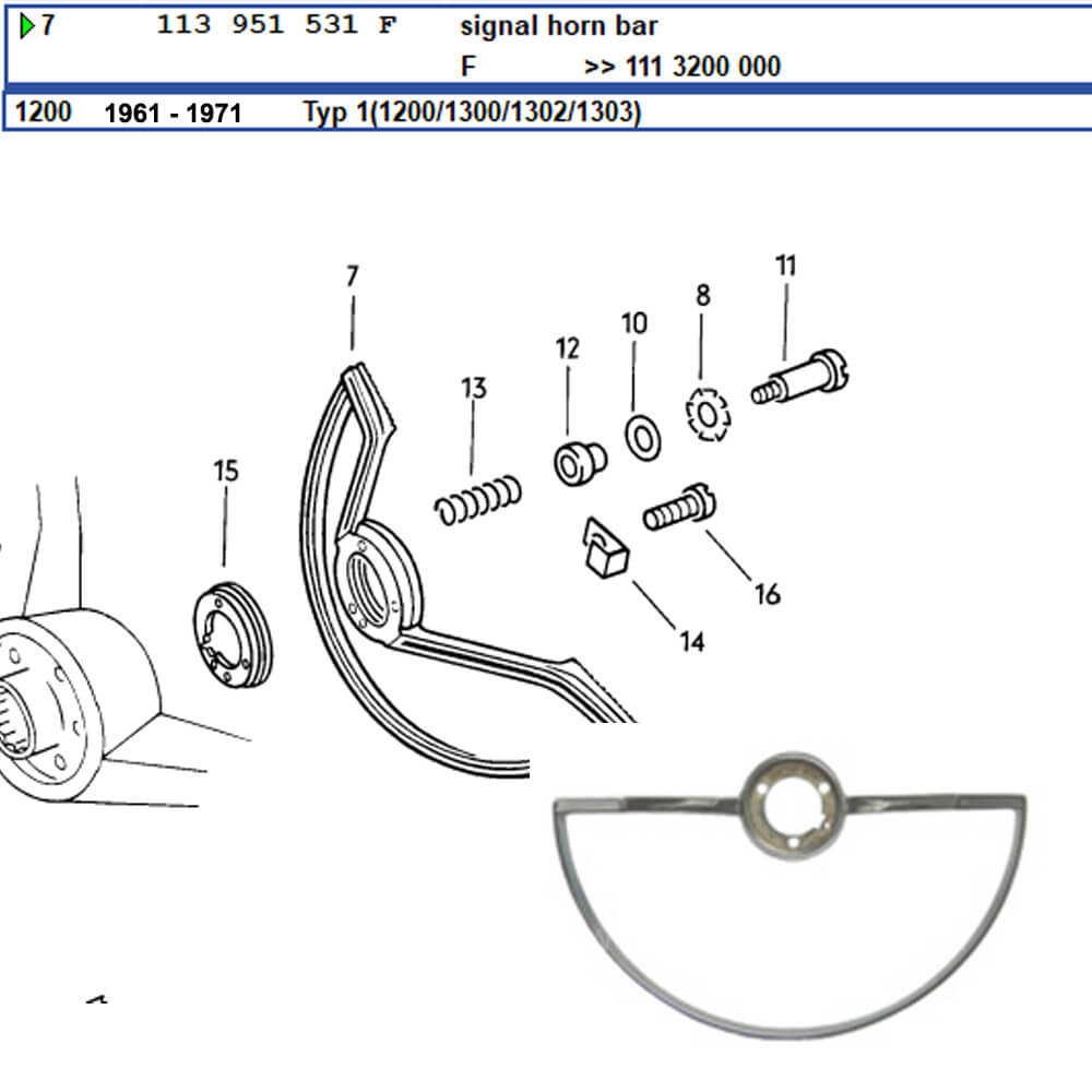 Lai Kam Wah Sdn. Bhd. Specialist in VW Aircooled Parts - 113951531F - Horn Ring
