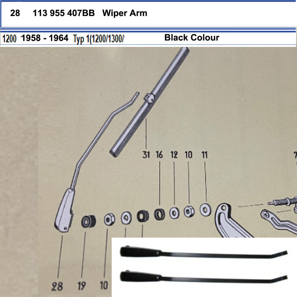 Lai Kam Wah Sdn. Bhd. Specialist in VW Aircooled Parts - 113955407B-B - Wiper Arm