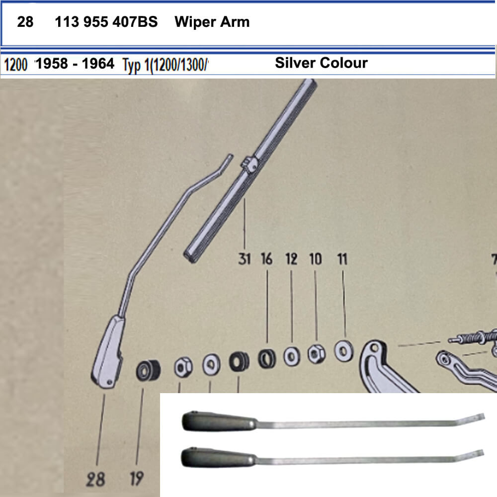 Lai Kam Wah Sdn. Bhd. Specialist in VW Aircooled Parts - 113955407B-S - Wiper Arm