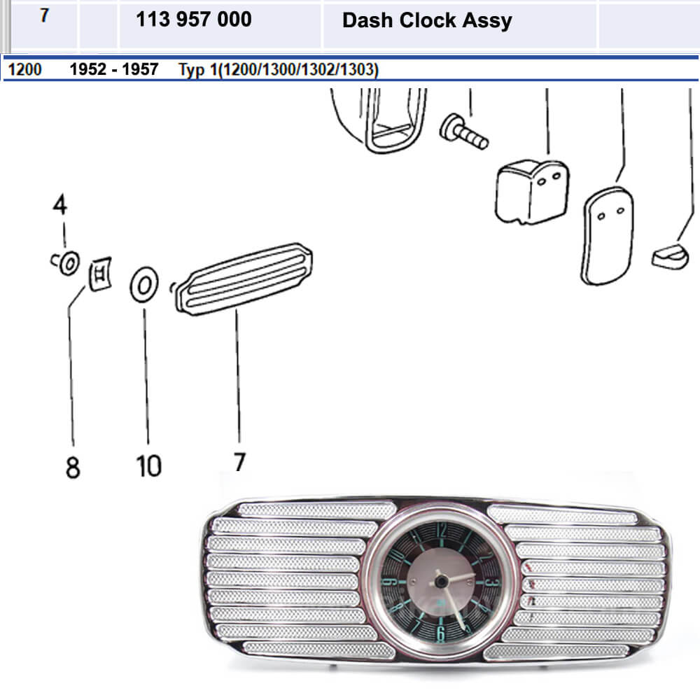 Lai Kam Wah Sdn. Bhd. Specialist in VW Aircooled Parts - 113957000 - Dash Clock Complete Assembly