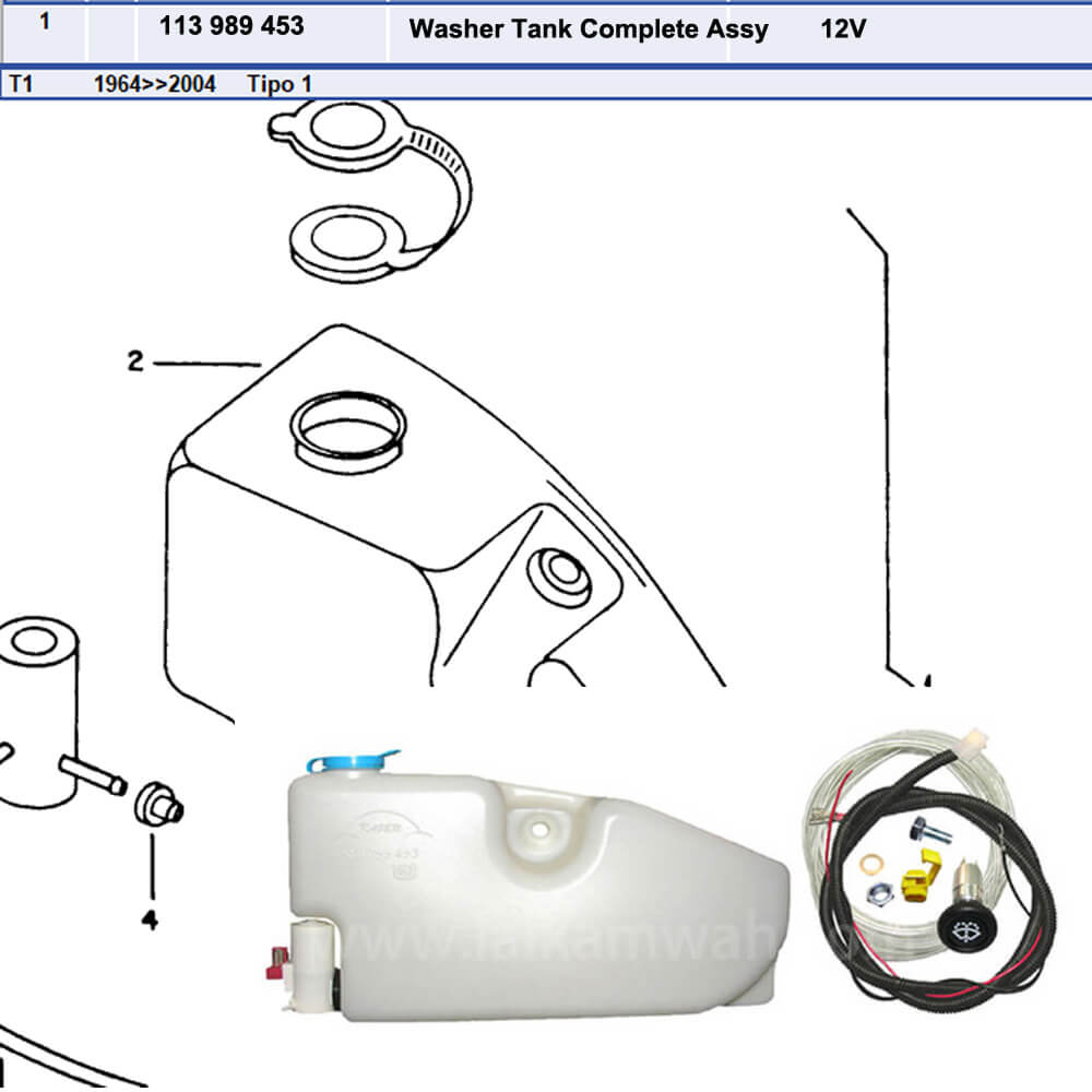 Lai Kam Wah Sdn. Bhd. Specialist in VW Aircooled Parts - 113989453 - Washer Tank - 12V