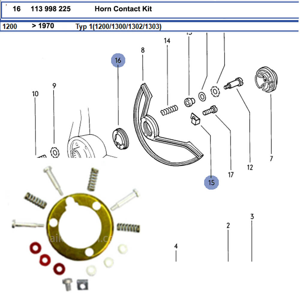 Lai Kam Wah Sdn. Bhd. Specialist in VW Aircooled Parts - 113998225 - Horn Contact Kit