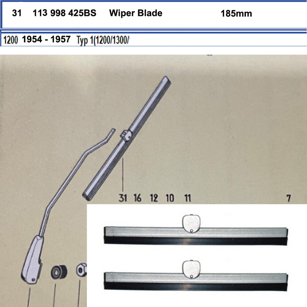 Lai Kam Wah Sdn. Bhd. Specialist in VW Aircooled Parts - 113989425B-S - Wiper Blade 185mm (Silver)