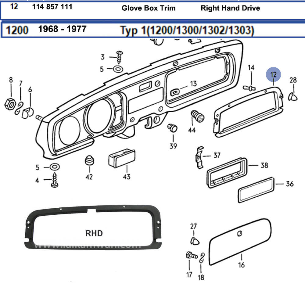 Lai Kam Wah Sdn. Bhd. Specialist in VW Aircooled Parts - 114857111 - Glove Box Frame