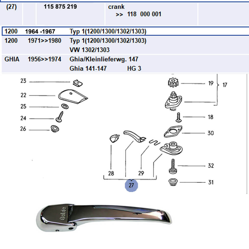 Lai Kam Wah Sdn. Bhd. Specialist in VW Aircooled Parts - 115875219 - Sun Roof Handle