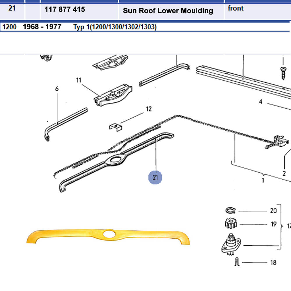 Lai Kam Wah Sdn. Bhd. Specialist in VW Aircooled Parts - 117877415 - Sun Roof Lower Moulding