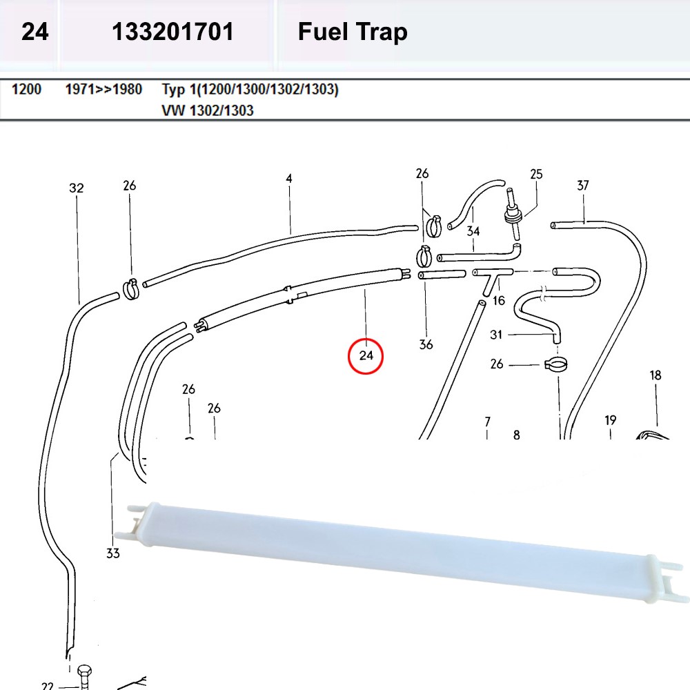 Lai Kam Wah Sdn. Bhd. Specialist in VW Aircooled Parts - 133201701 - Fuel Trap